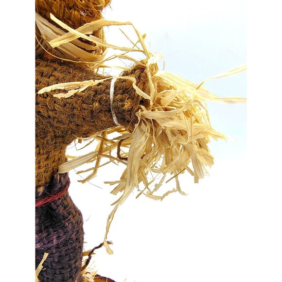 Scarecrow Figure Handmade Fall 7.5 In Wood Base Halloween Pumpkin Harvest Decor - Picture 8 of 15